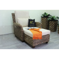 Classy Arm Chair and Stool Weaved Of Natural Material - Water Hyacinth Wicker For Indoor Use